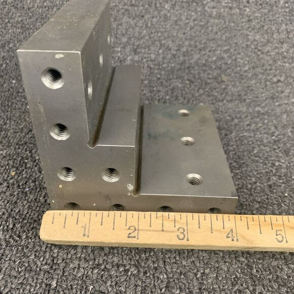 Shars Angle Plate 4x4x4x1x2" Precision Steel Ground w. Tapped Holes R} - Picture 9 of 12